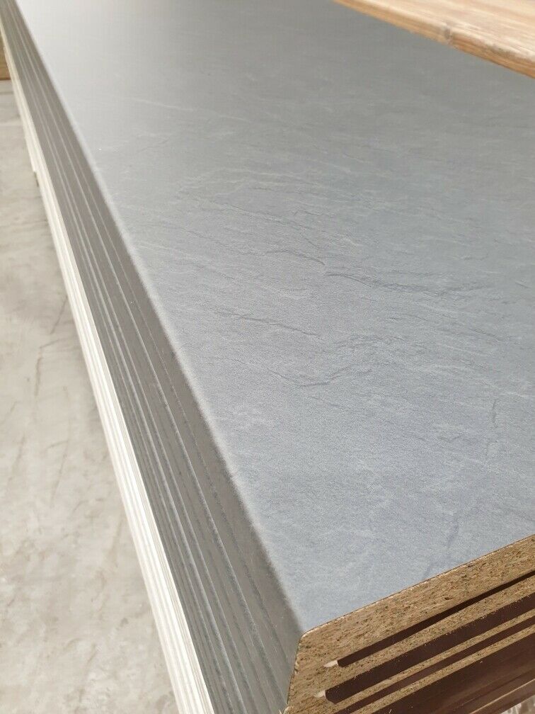 Ready-Made Laminate Benchtop 4200 x 600 x 39mm Tight Form Profile; Colour – Grey Concrete