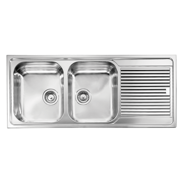 Zenith Double bowl with Drainer - Right hand bowl