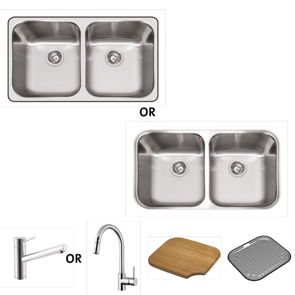 Abey NuQueen Double Bowl Sink Pack Q200T2