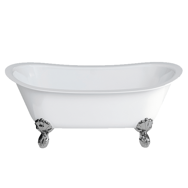 Batello Stone Bath with Claw Feet - Chrome