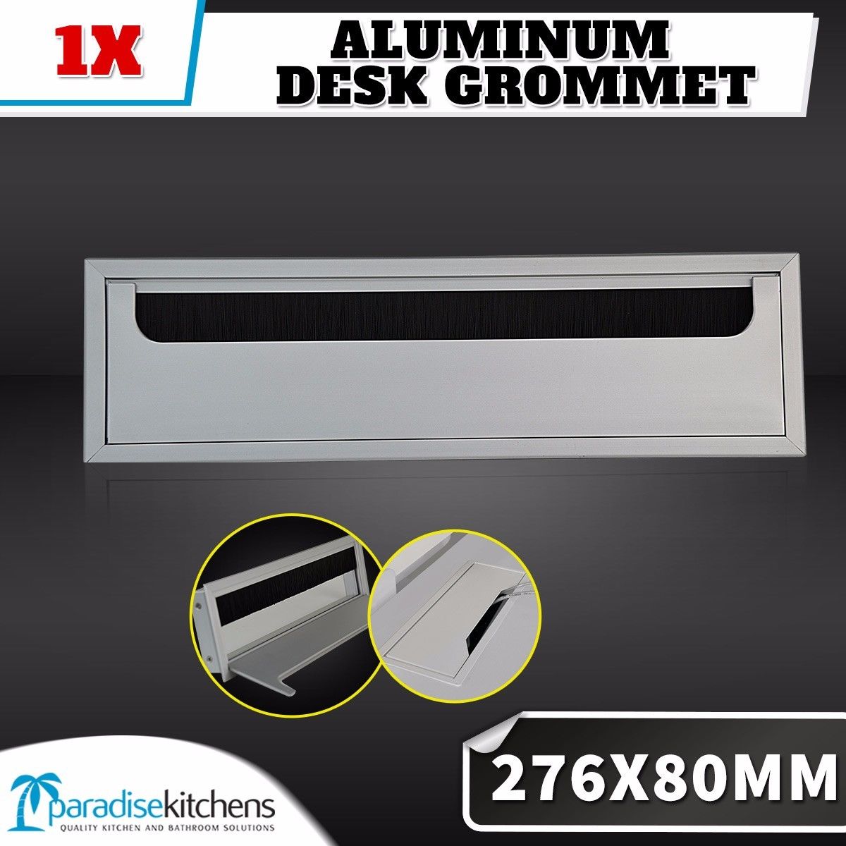 Aluminium Rectangular Desk Grommet