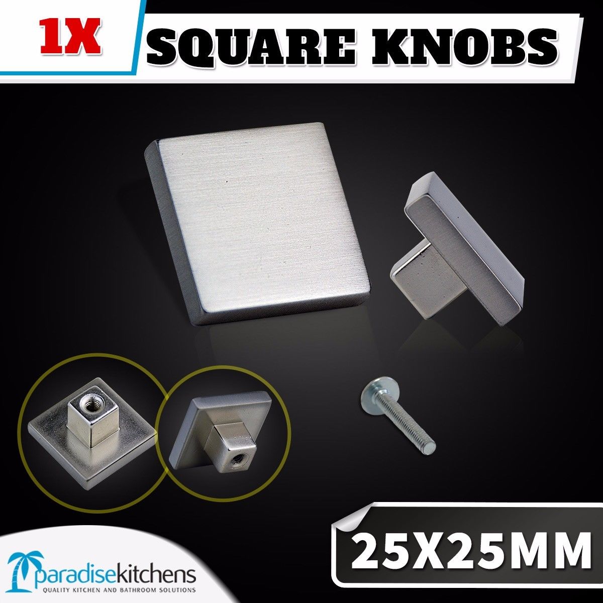 1X Square Knob 25x25mm