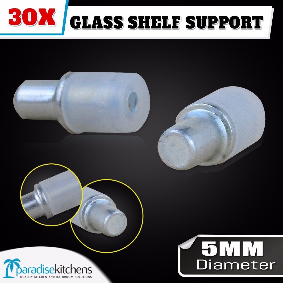 Glass Shelf Support 5mm 30x