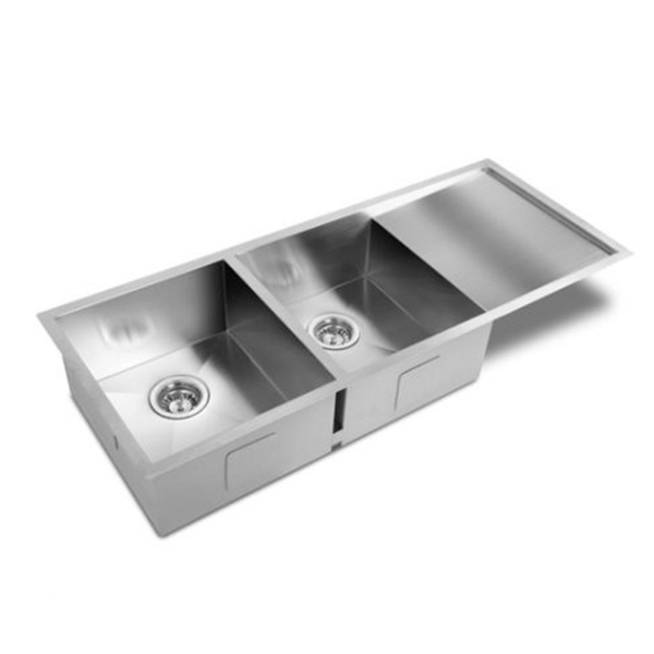 Under/ Over Mount Double Bowl Sink With Drainer - STAINLESS STEEL