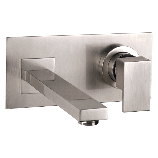 Rettangolo Wall Basin Mixer With Spout - Chrome Finish