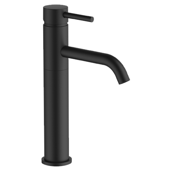 Lucia High Basin Mixer With Curved Spout - Black Finish