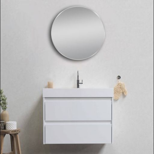 600mm Matte Brushed Nickel Non-Luminous Framed Round Mirror