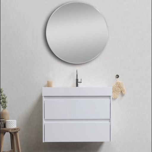 700mm Matte Brushed Nickel Non-Luminous Framed Round Mirror