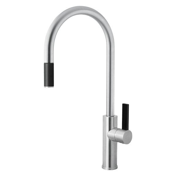 Luz Gooseneck Pull-Out Mixer - Brushed Chrome Finish