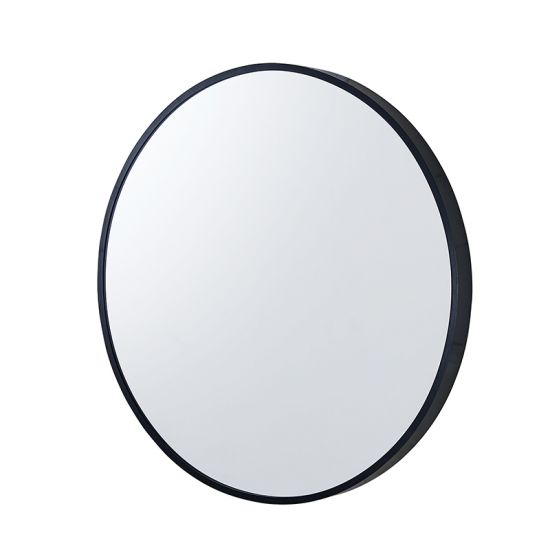 Aluminum Black Framed Round Bathroom Wall Mirror with Brackets