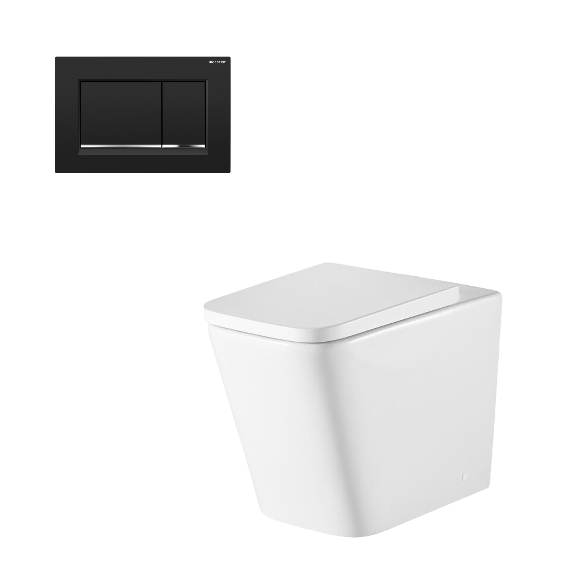 Munich Wall Faced Toilet Suite With Geberit Black Square Push Plate