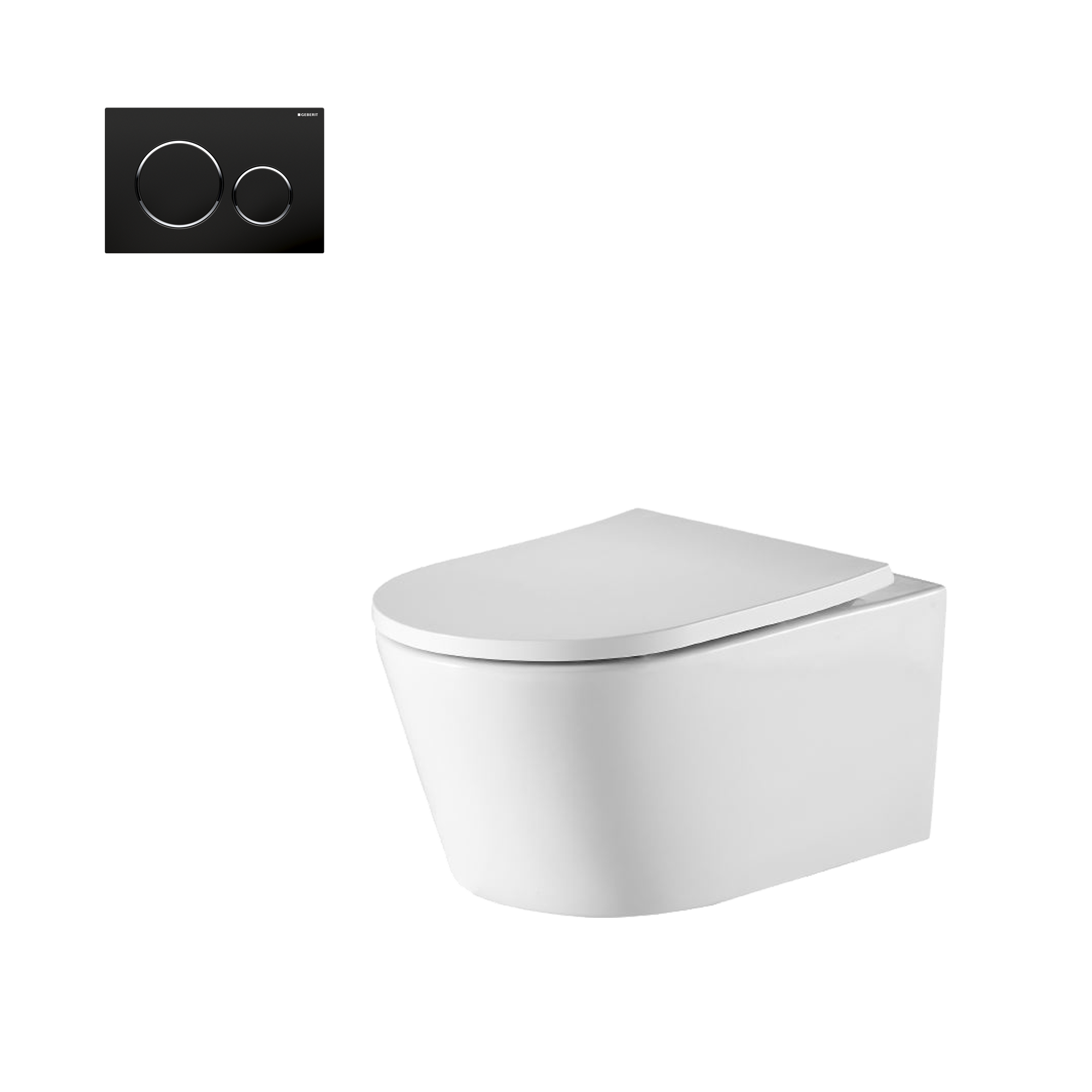 Oslo Wall Hung Toilet Suite With Geberit Black Round Push Plate