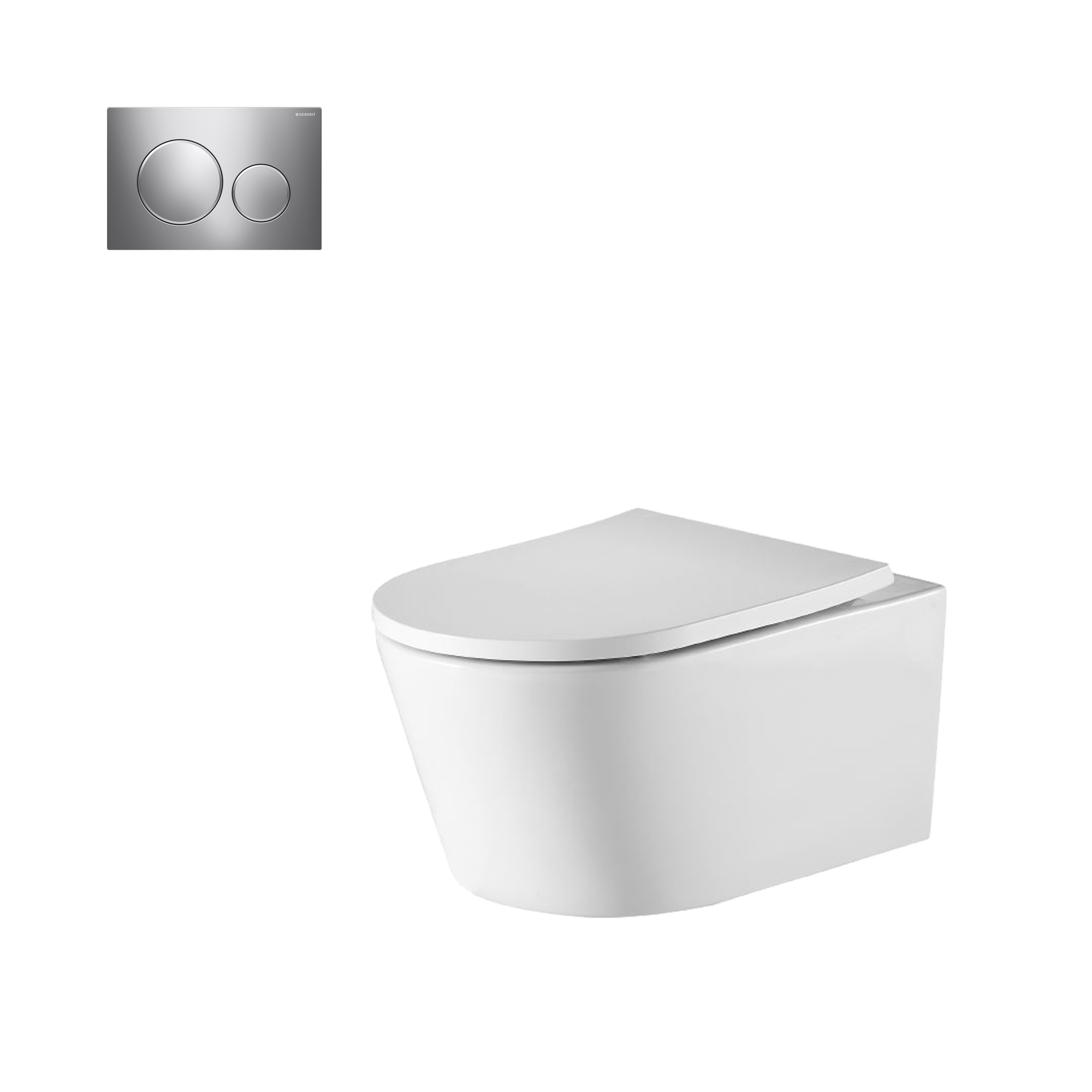 Oslo Wall Hung Toilet Suite With Geberit Chrome Round Push Plate