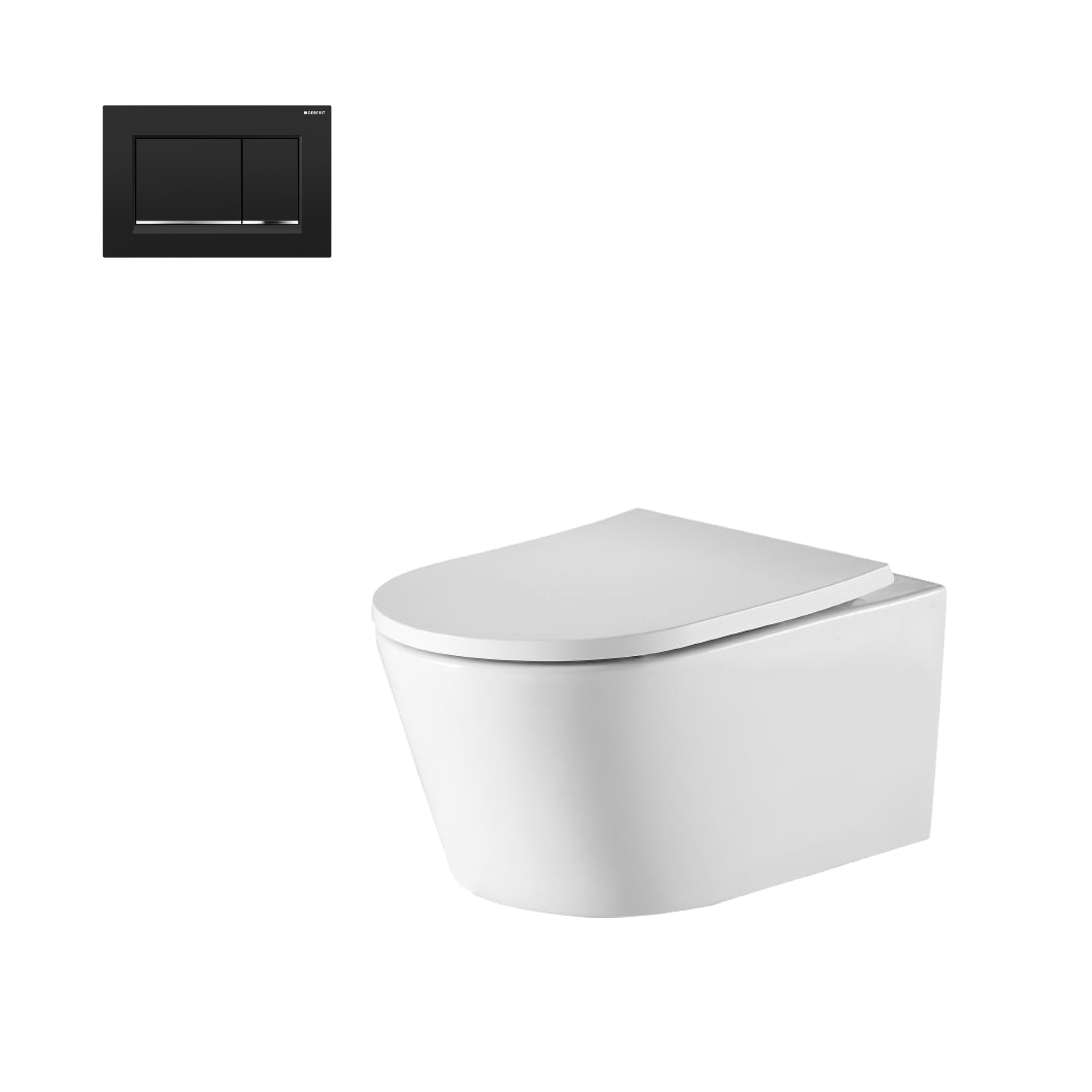 Oslo Wall Hung Toilet Suite With Geberit Black Square Push Plate