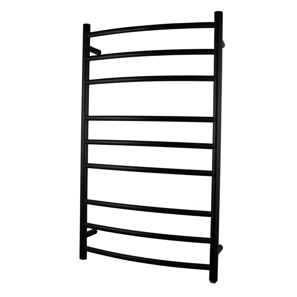 Round Matte Black Electric Heated Towel Rack 9 Bars