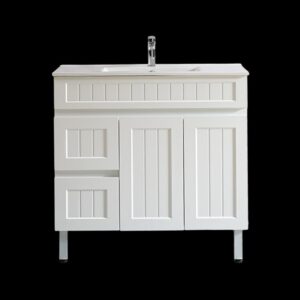 Ceto Acacia Shaker Floor Slim Vanity With Ceramic Top