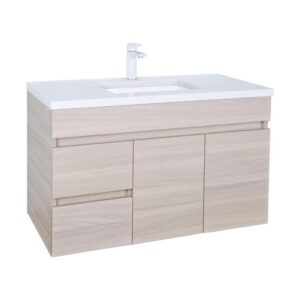 Evie Wall Hung Vanity With Ceramic - (EV94LWH-OAK-CT)