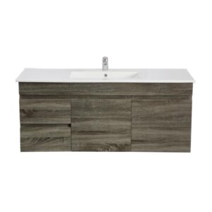 Pvc Color Pe Wall Hung Vanity With Ceramic - (B124LW-DG)