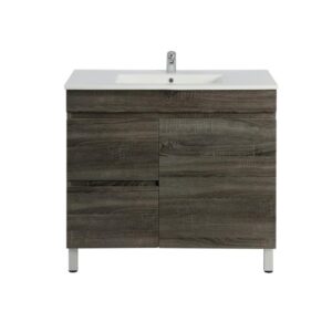 Berge PVC Filmed Floor Vanity Left Hand Drawer