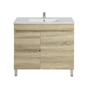 Berge PVC Filmed Floor Vanity Ceramic Left Hand Drawer