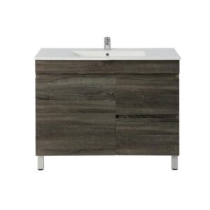 Berge Pvc Filmed Floor Vanity With Ceramic - Dark Grey