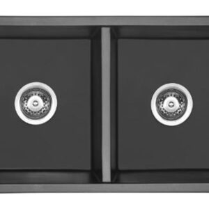 Poseidon Granite Sink Matte Black Double Bowl