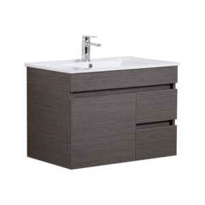 Evie Wall Hung Vanity with Ceramic - Dark Brown