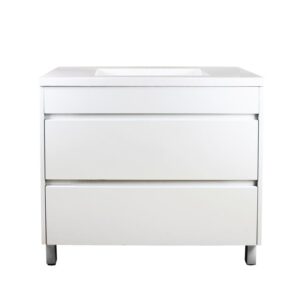 Pvc Filmed Qubist Floor Cabinet - Matte White