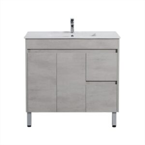 Nova Plywood Floor Cabinet - Concrete Grey