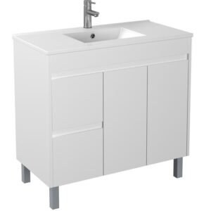 Pvc Poly White Hung Vanity with Ceramic