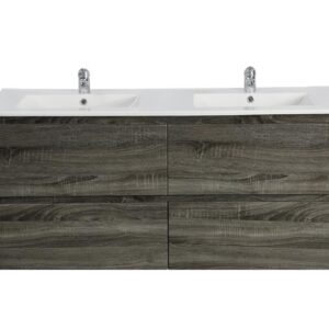 Qubist Pvc Filmed Wall Hung Vanity With Ceramic - Dark Grey