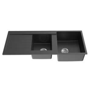 Poseidon Quartz Kitchen Sink - (QKS11650DD-MB)