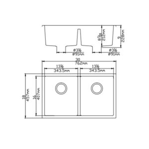 Poseidon Quartz Kitchen Sink Double Bowl, Matte