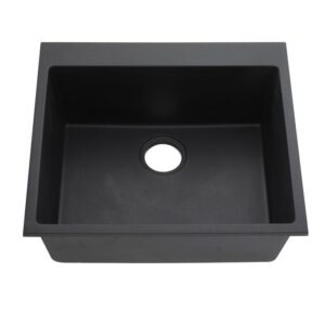 Poseidon Granite Single Bowl Laundry Sink - Matt Black