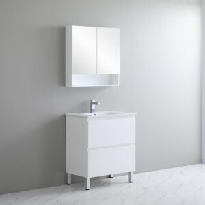 Riva Floor Vanity with Ceramic - Gloss White