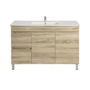 Berge Pvc Filmed Floor Vanity With Ceramic - White Oak