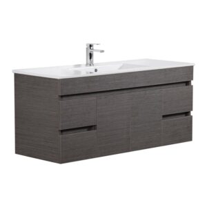 Evie Dark Brown Wall Hung Vanity with Ceramic