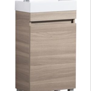 Evie Floor Vanity with Poly Top - (EV42LL-OAK-PT)