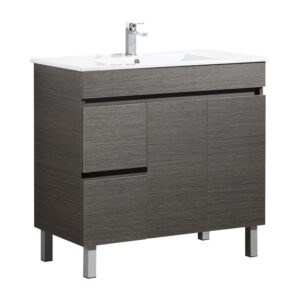 Evie Floor Vanity with Ceramic Dark Brown