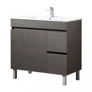 Evie Dark Brown Floor Vanity with Ceramic Top