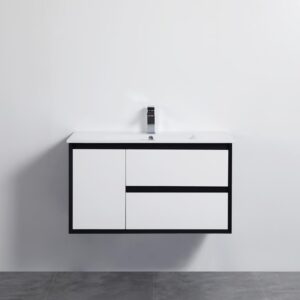 PE Matte White Wall Hung Vanity with Ceramic