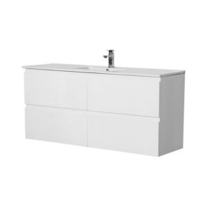 Riva Gloss White Wall Hung Vanity With Ceramic