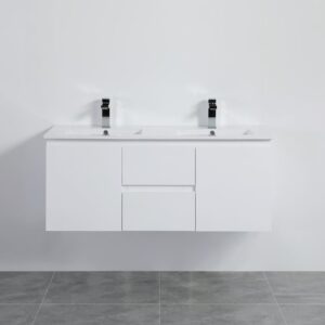 X-PVC Wall Hung Cabinet Only, Centre Drawer - Gloss White