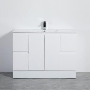 Single Bowl Cabinet Only with Kickboard - Gloss White