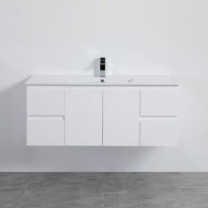 X-pvc Wall Hung Cabinet Only, Side Drawer - Gloss White