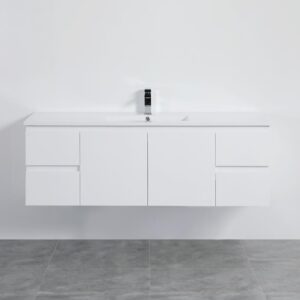 Pvc Poly Gloss White Cabinet Double Bowl