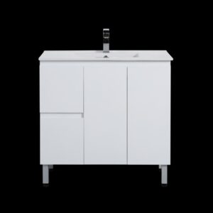 Pvc Poly White Cabinet Soft Closing Doors and LHD Drawers