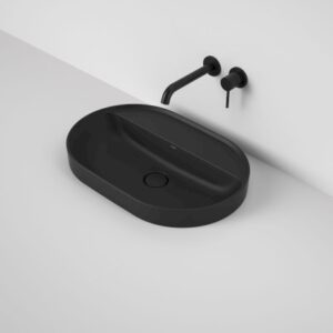 Liano 600mm Pill Inset Basin with Tap Landing – Matte Black Liano 600mm Pill Inset Basin with Tap Landing – Matte Black