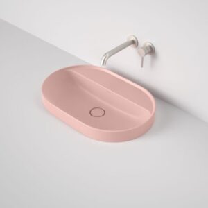 Liano 600mm Pill Inset Basin with Tap Landing – Matte Pink