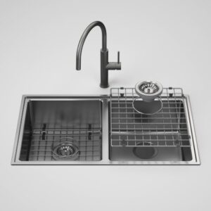 Urbane II Double Bowl Sink with Liano Sink Mixer - Gunmetal